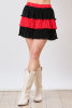 Color Block Pleated Skirt- Red/Black Fantastic Fawn