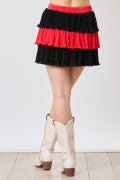 Color Block Pleated Skirt- Red/Black Fantastic Fawn