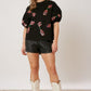 Sequin Champagne Bottle Puff Sleeve Top Fantastic Fawn