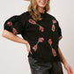 Sequin Champagne Bottle Puff Sleeve Top Fantastic Fawn