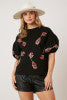 Sequin Champagne Bottle Puff Sleeve Top Fantastic Fawn