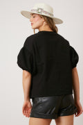 Sequin Champagne Bottle Puff Sleeve Top Fantastic Fawn