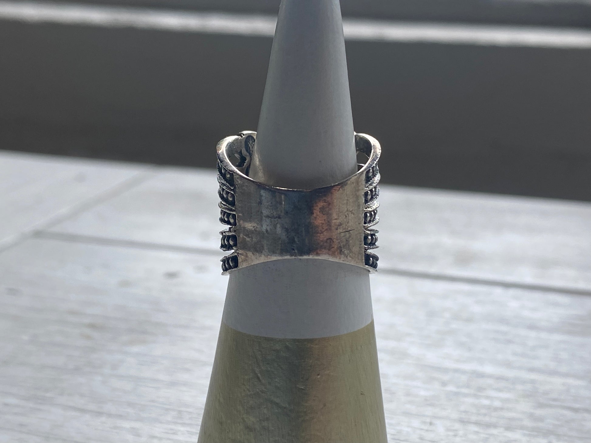 Sterling Turquoise Ring W/ Four Beaded Strands