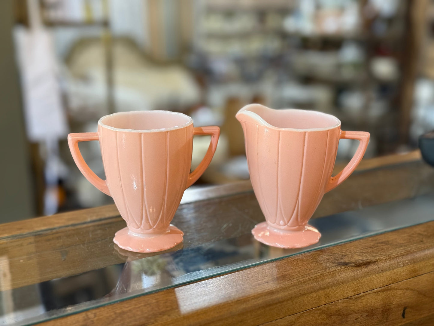 Pink Hazel Atlas Cream & Sugar