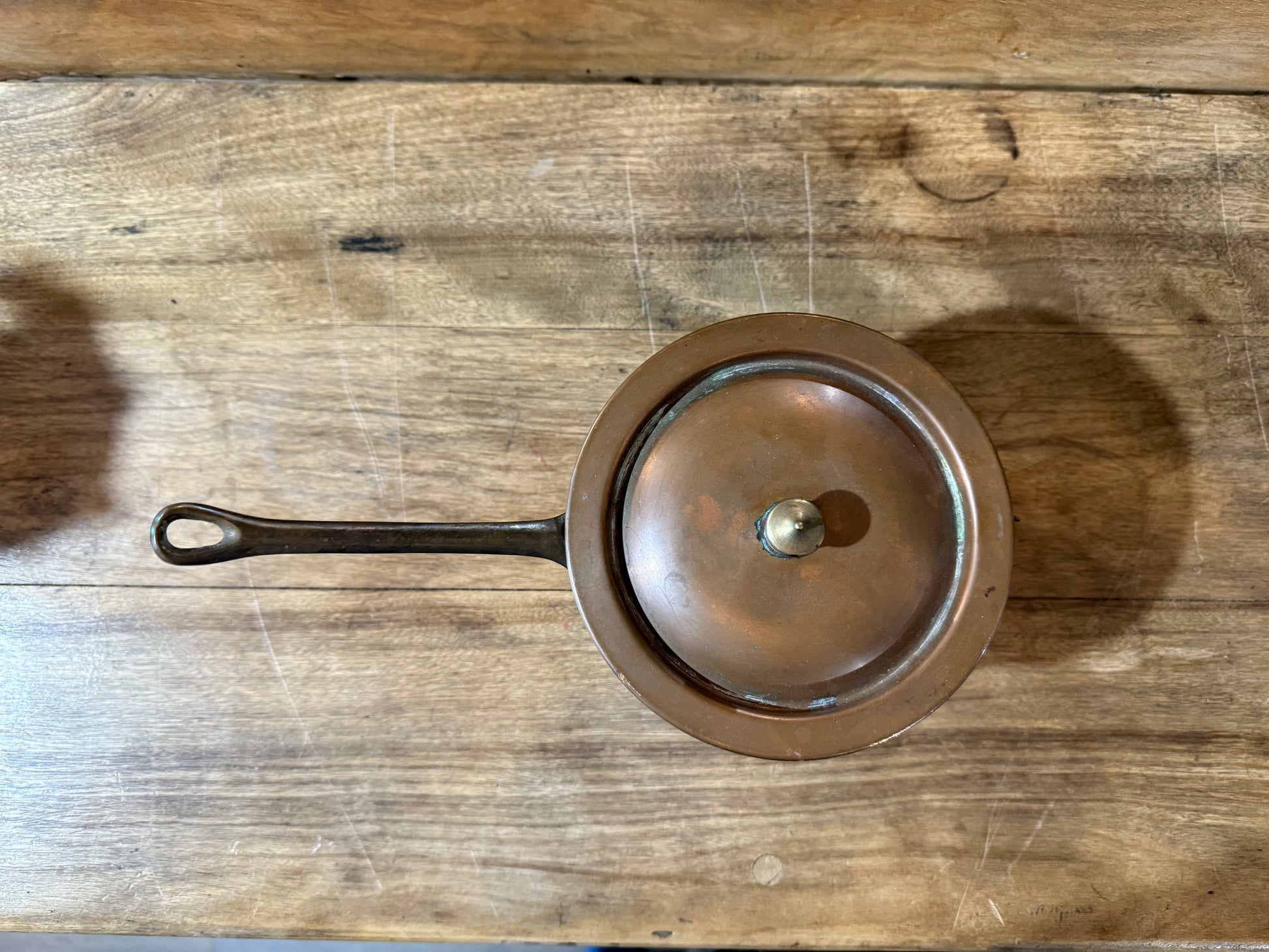 Vintage Copper and Ceramic Double Broiler Insert with Lid