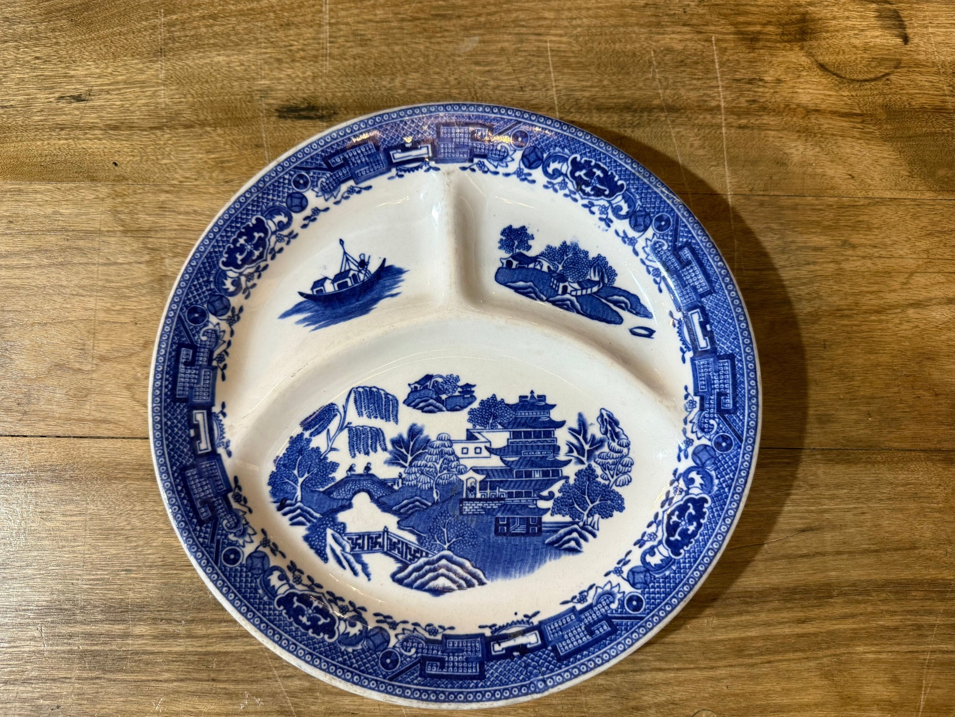 Blue Willow Pattern Divided Grill Plate