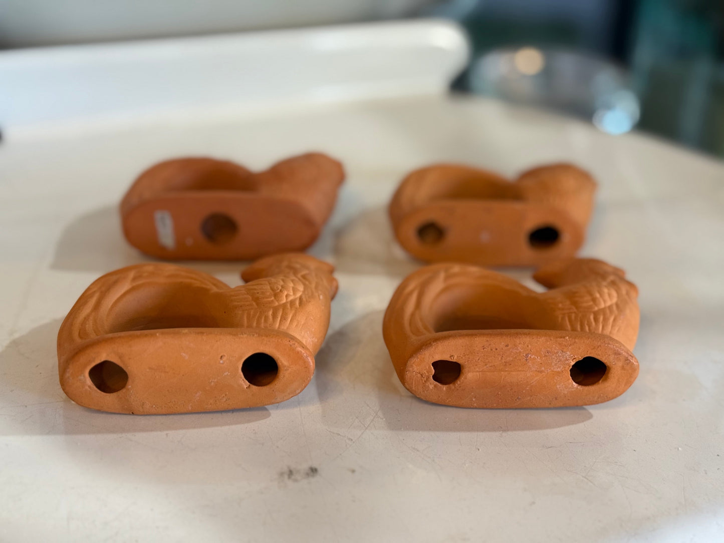 4 Terracotta Rooster Napkin Holders