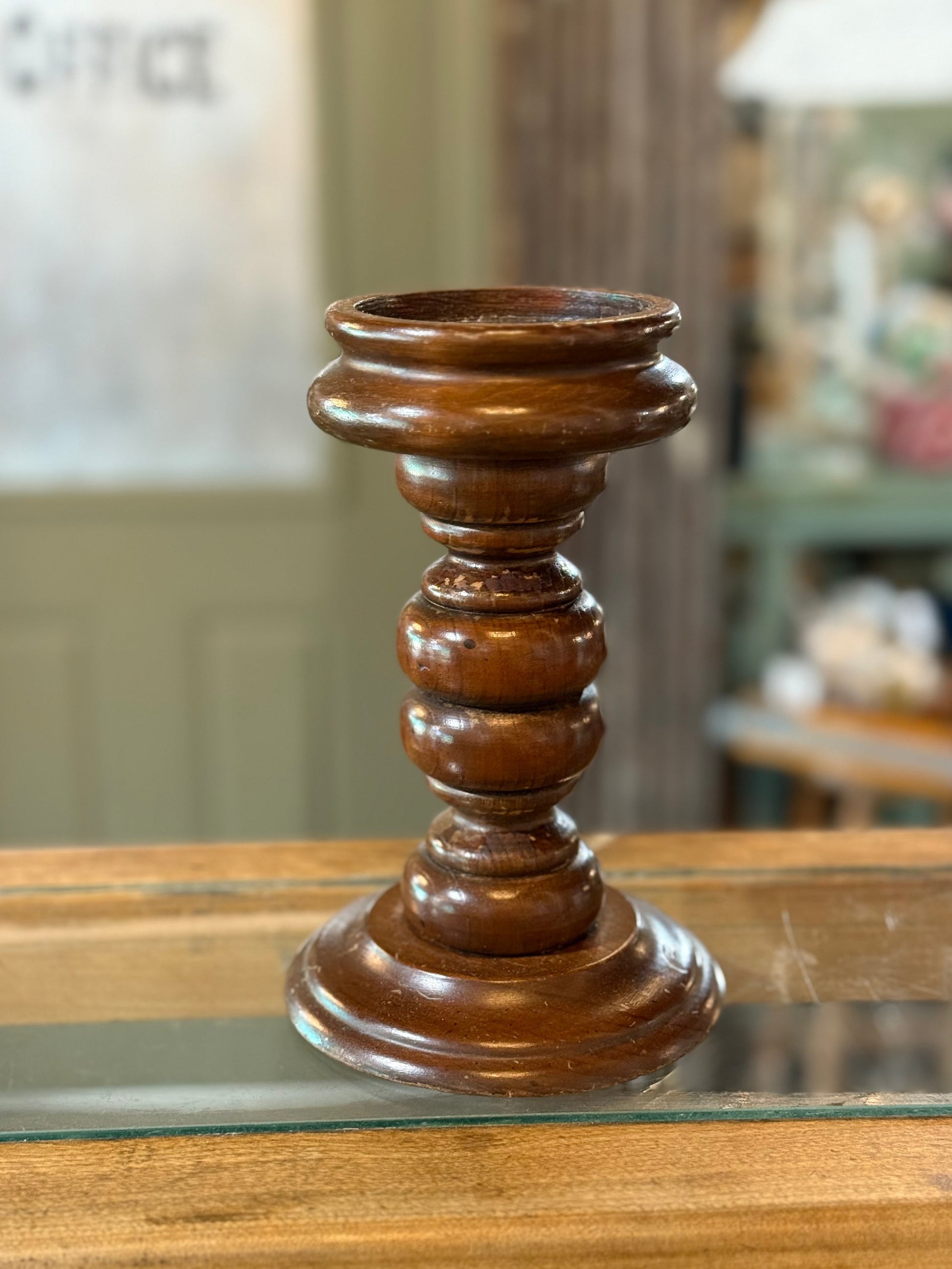 8” Wooden Candle Holder