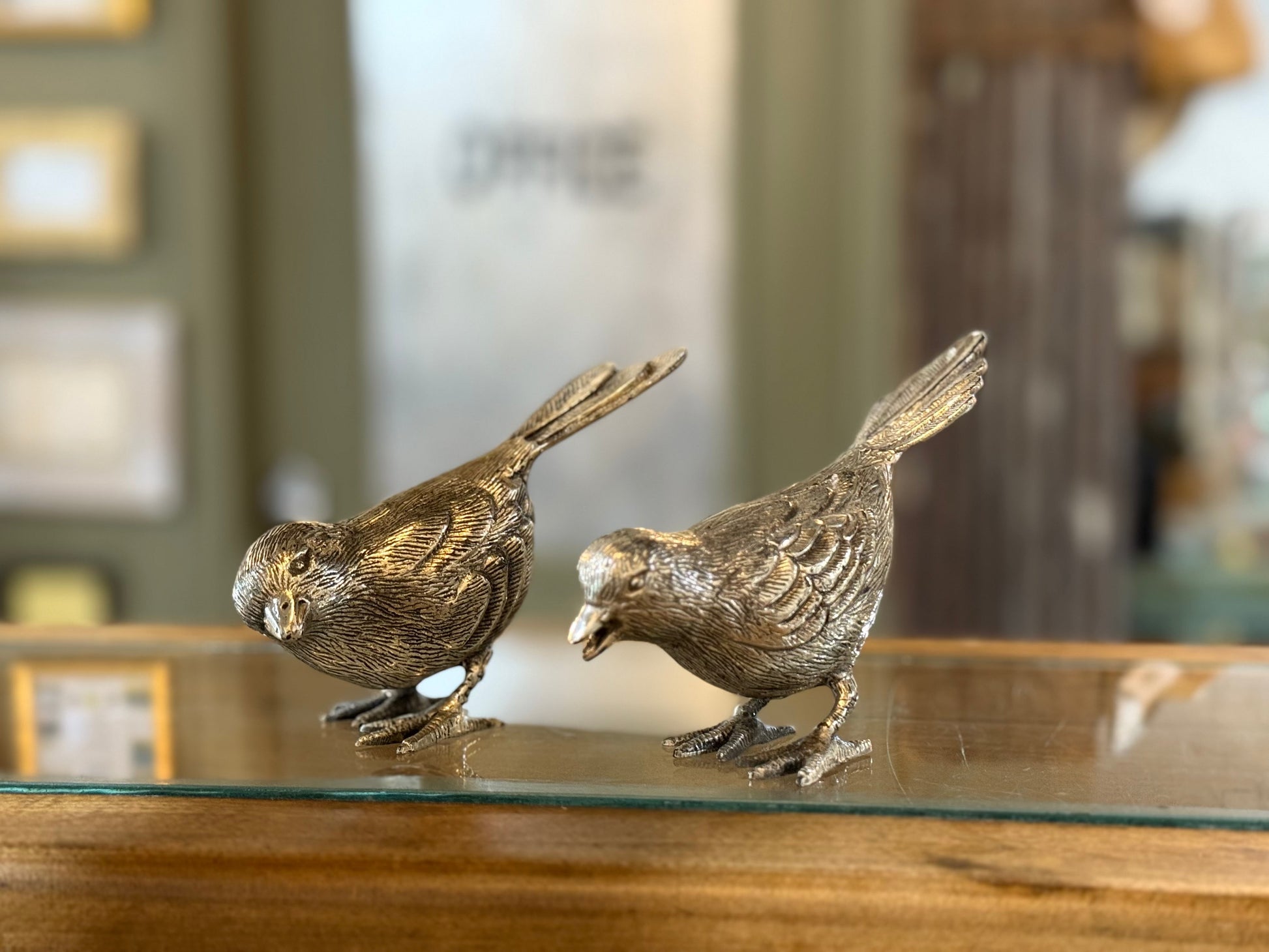 Pair of Vintage Silver-Plated Birds