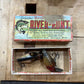 Vintage Heddon River Runt Spook Lure Set of 2: 2" "Midgit" Lures with box - red black