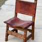 Set of 2 Spanish-Style Leather & Wood Chairs