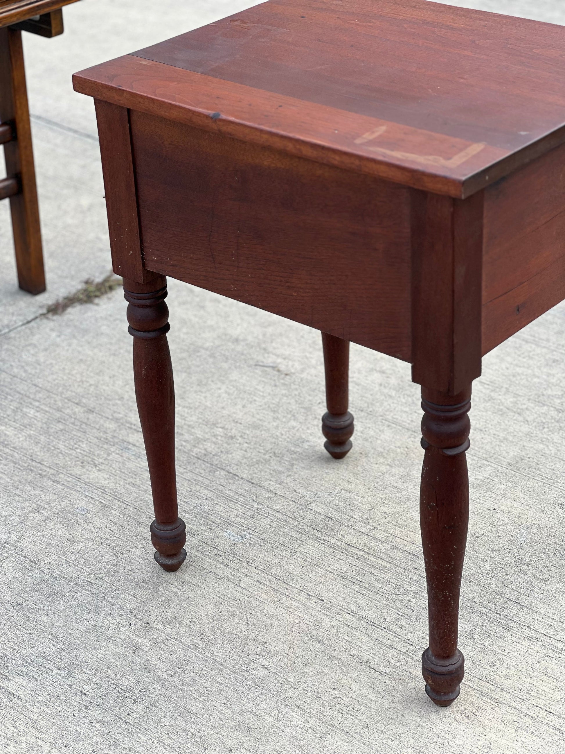 Antique Walnut Double Drawer Side Table