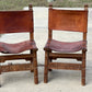 Set of 2 Spanish-Style Leather & Wood Chairs