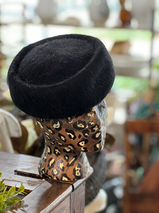 Vintage Classic Black Pillbox Hat