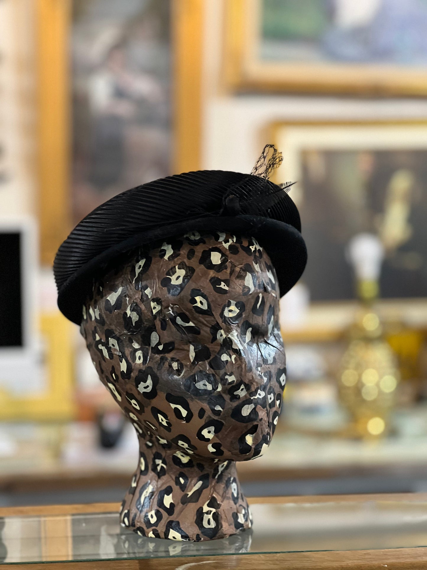 Vintage Velvet Black Pillbox Hat