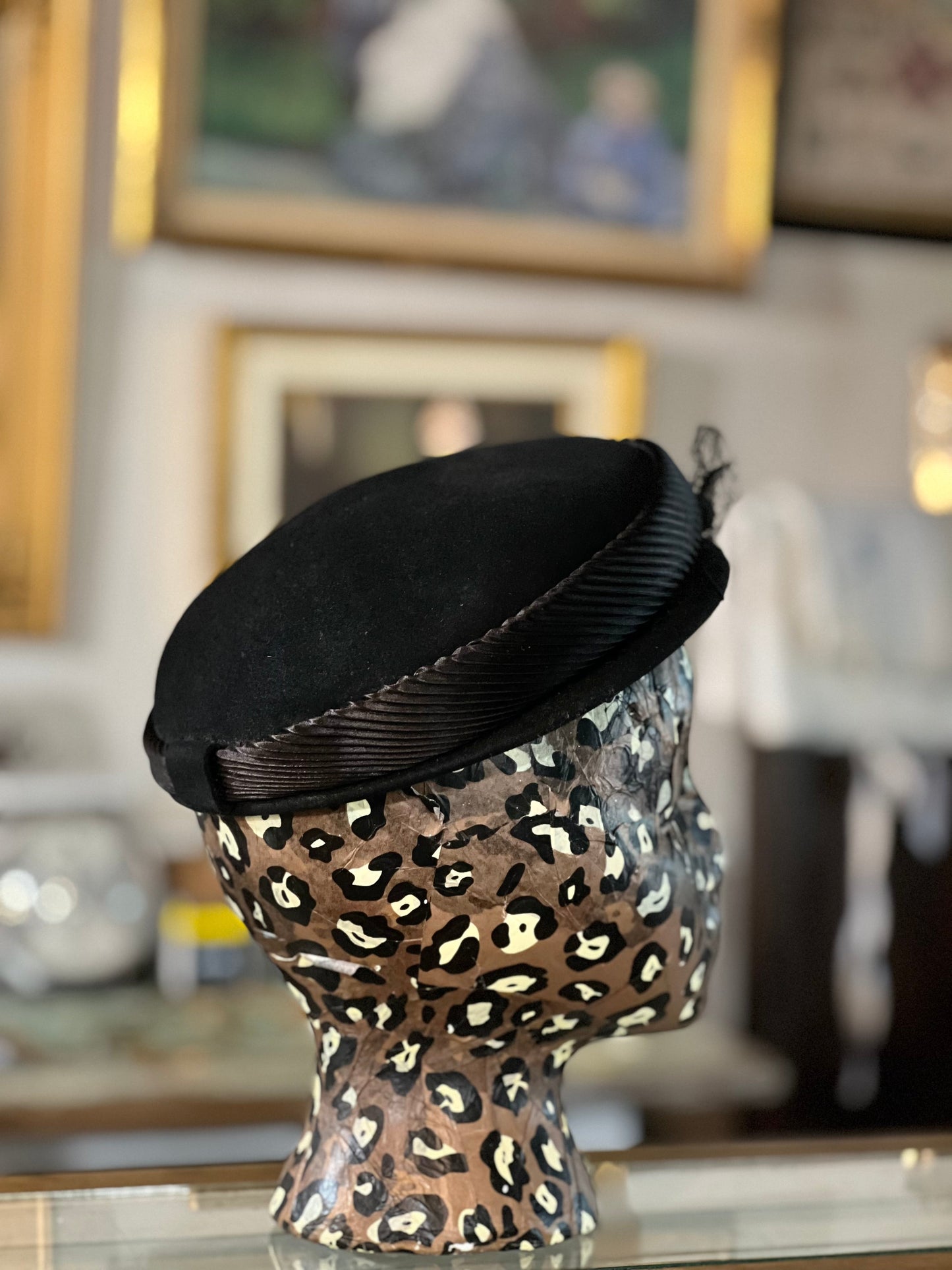 Vintage Velvet Black Pillbox Hat