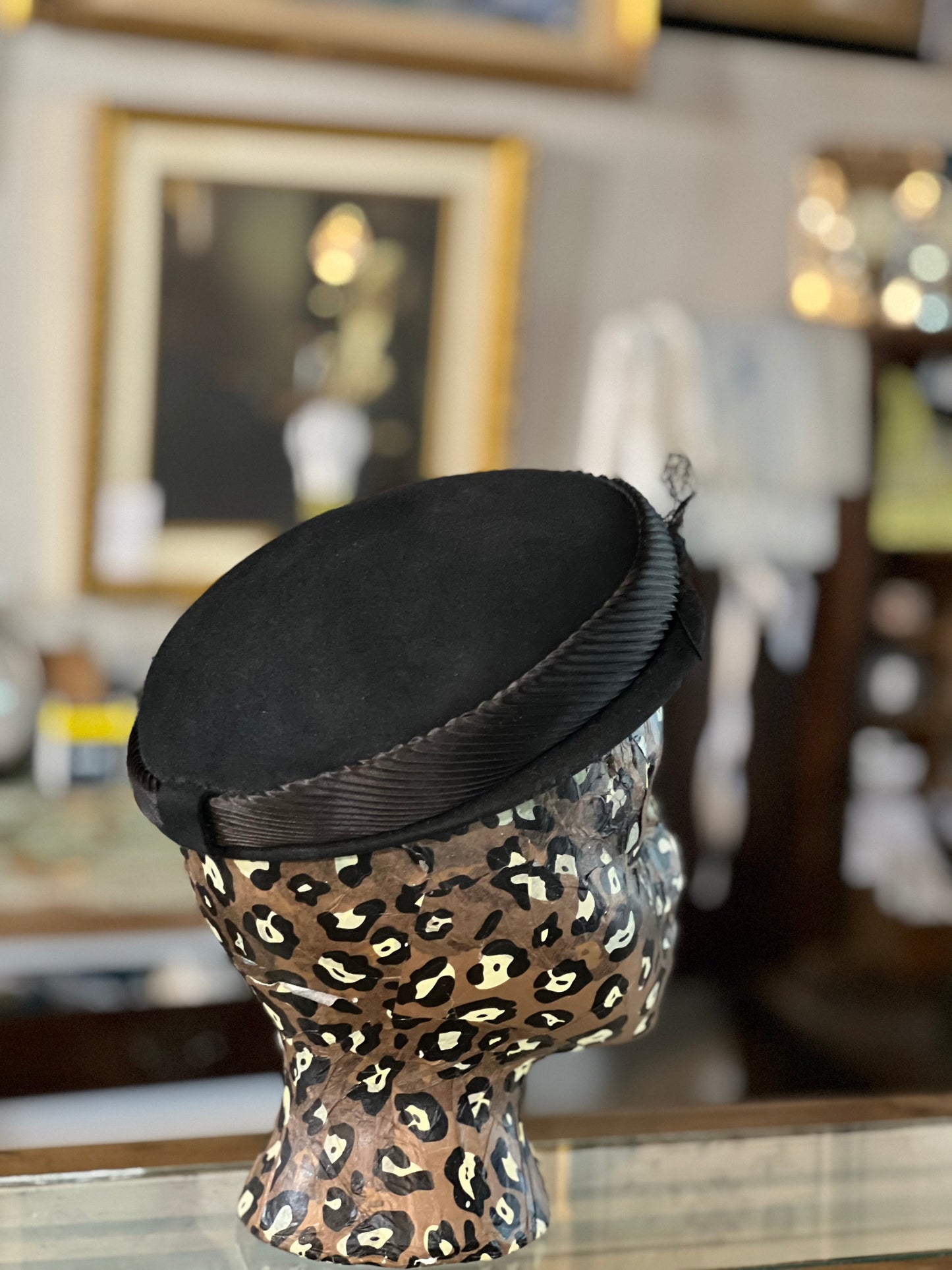 Vintage Velvet Black Pillbox Hat