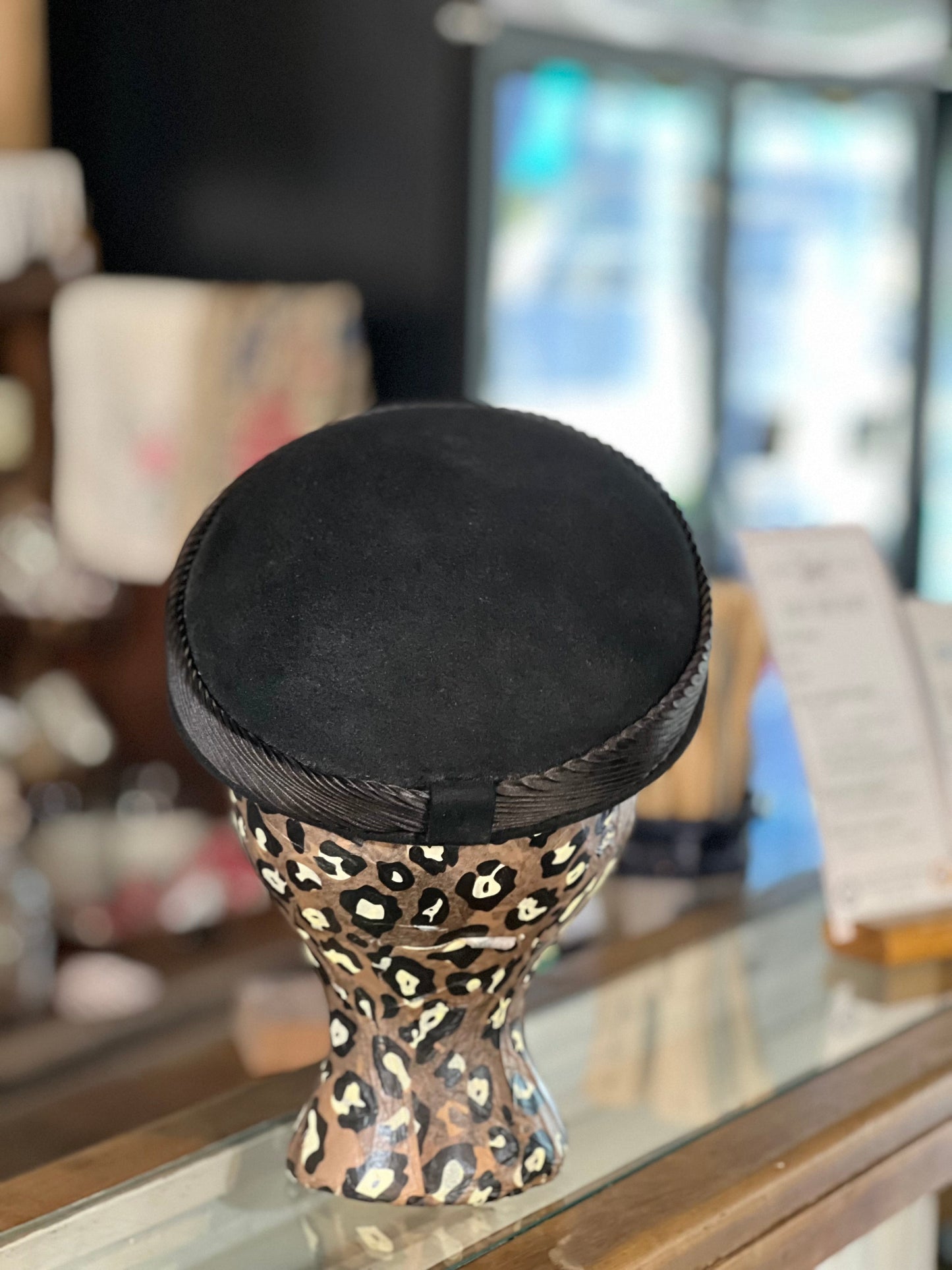 Vintage Velvet Black Pillbox Hat