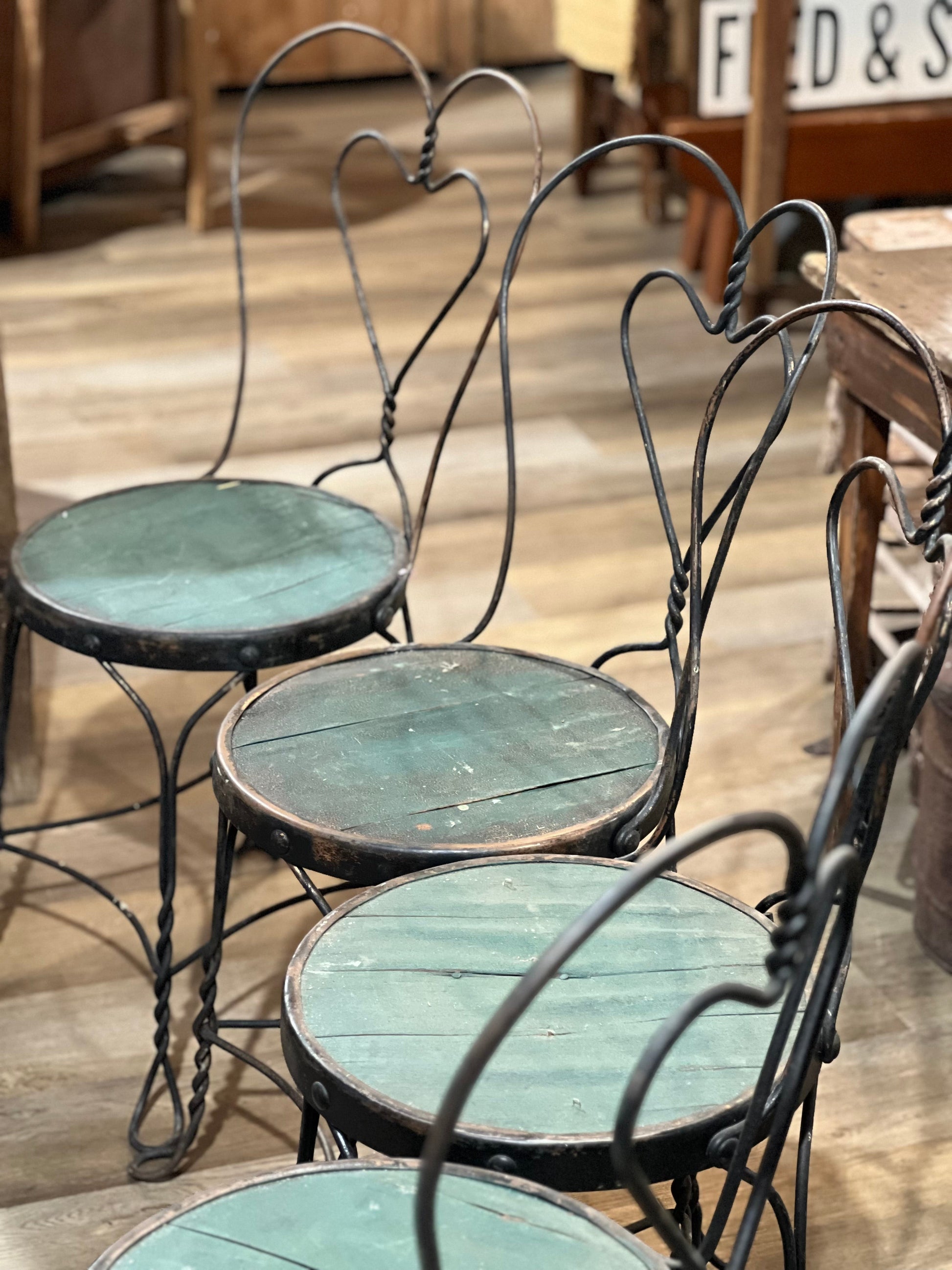 Set of 4 Vintage Ice Cream Parlor Chairs