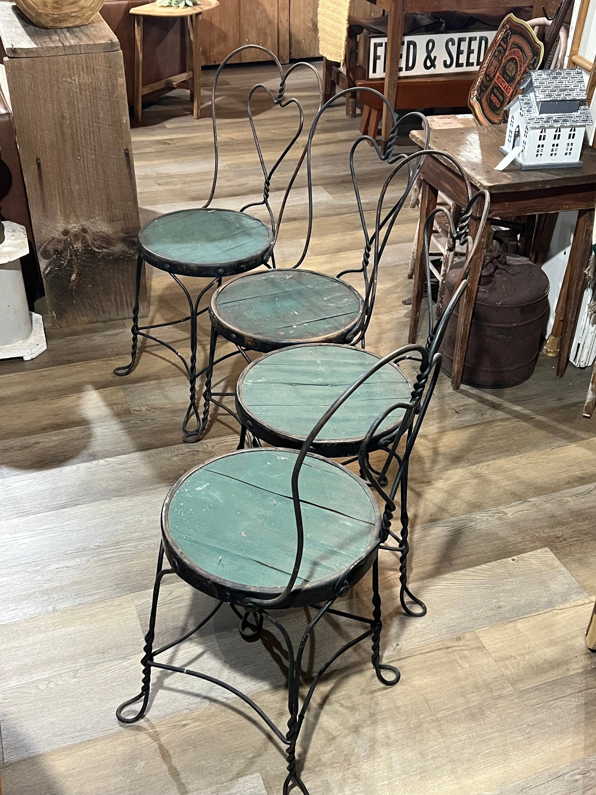 Set of 4 Vintage Ice Cream Parlor Chairs