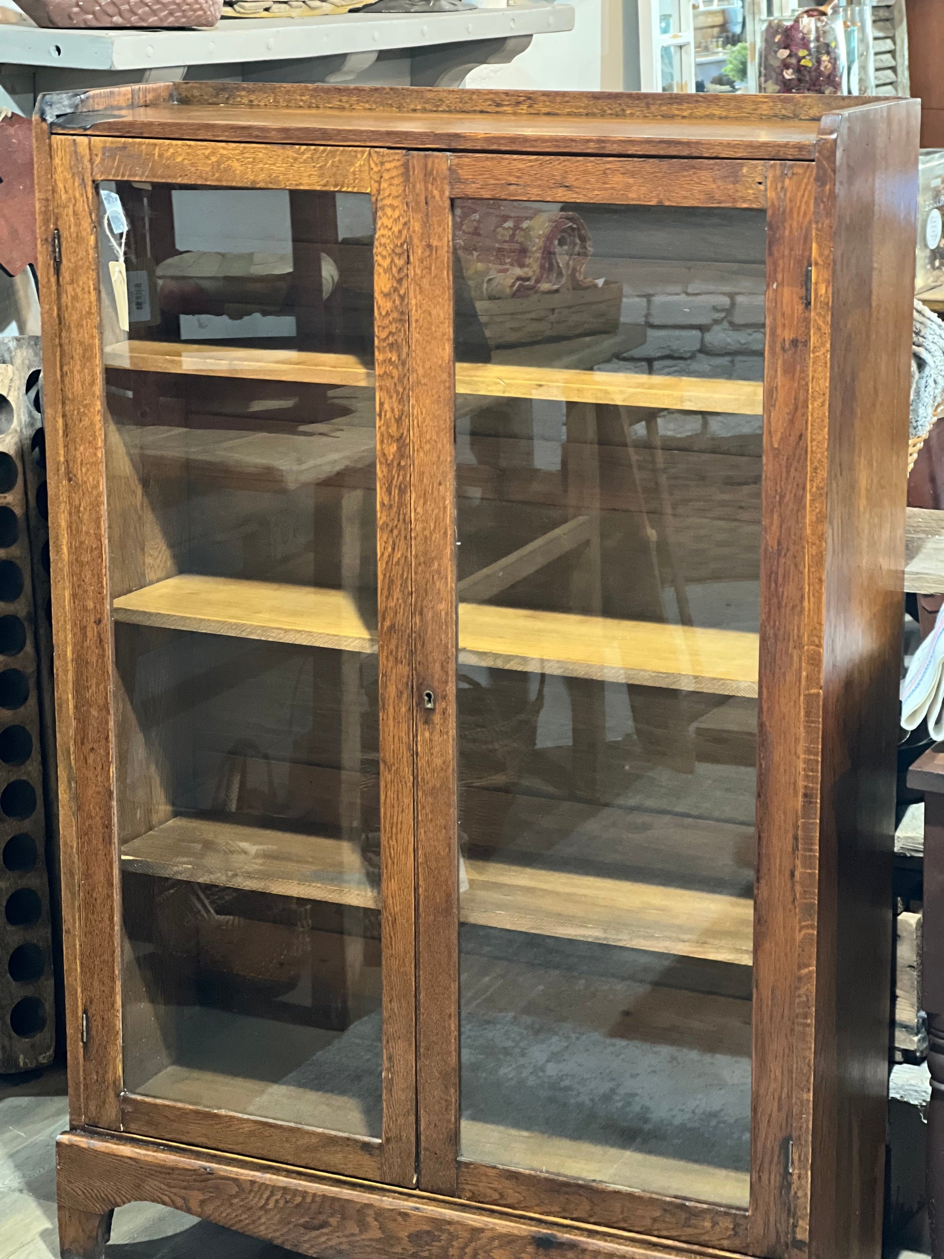 Antique Enclosed Bookcase with Key