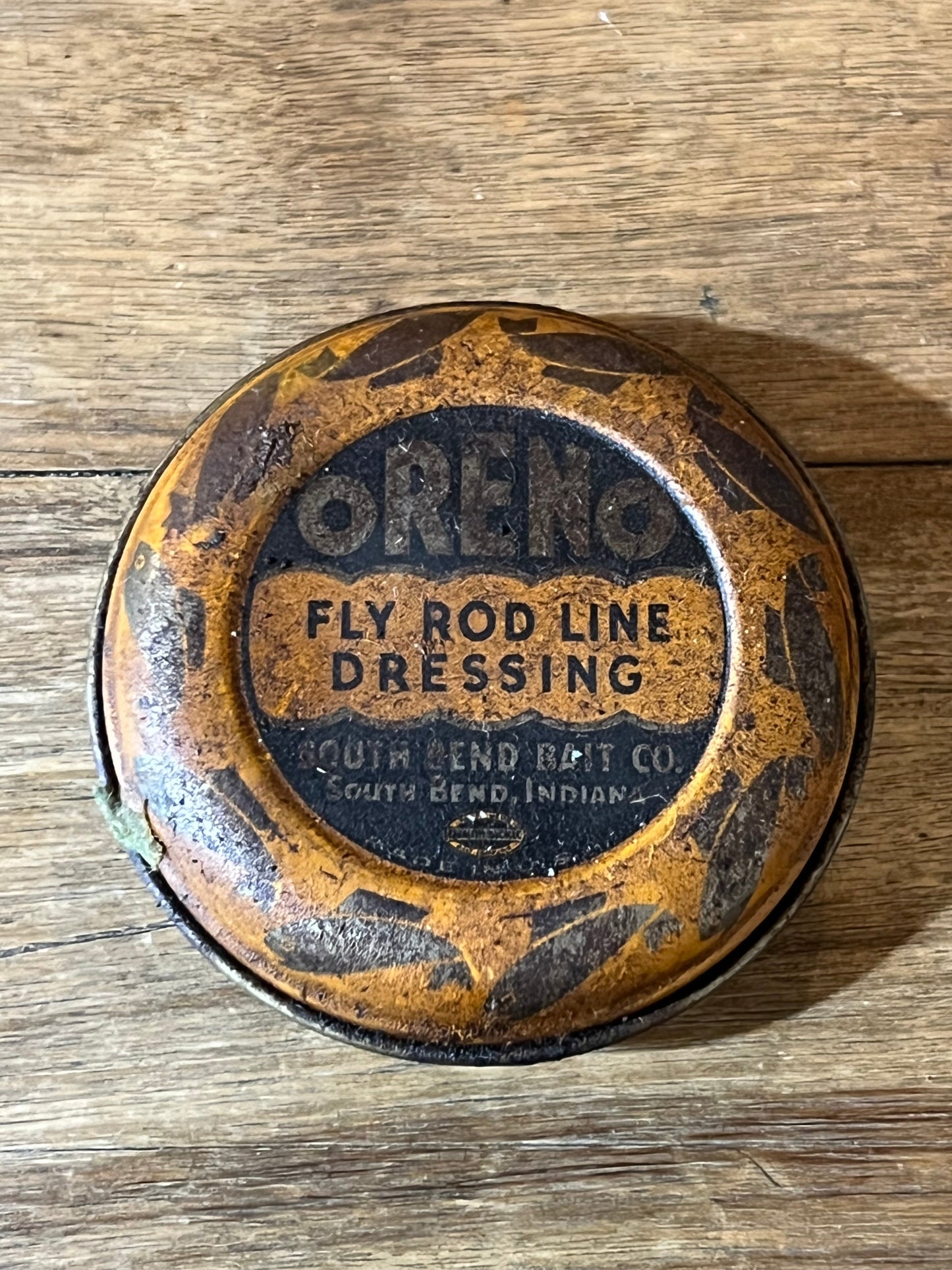 Vintage Oreno Fly Rod Line Dressing Tin