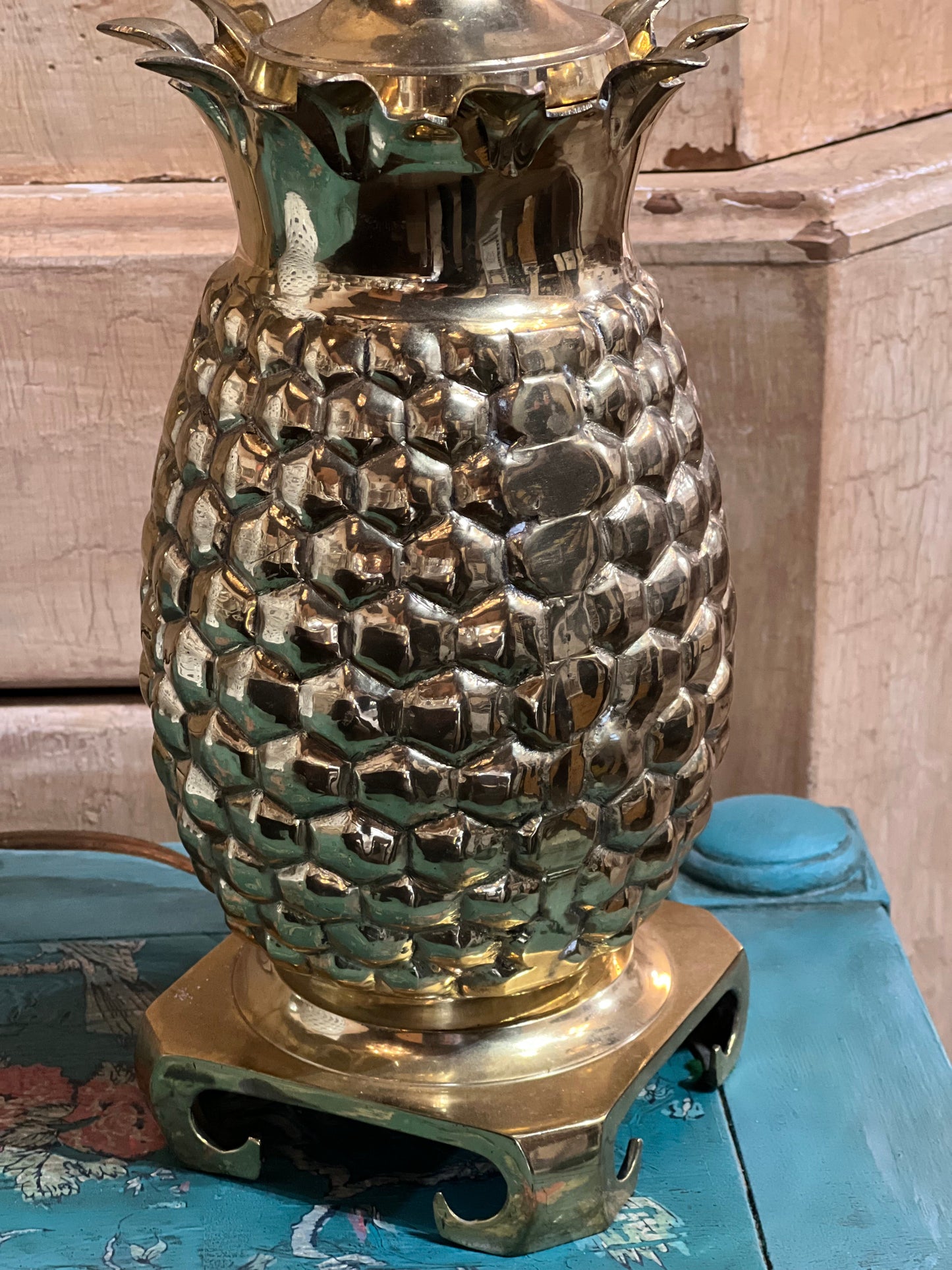 Vintage Brass Pineapple Lamp