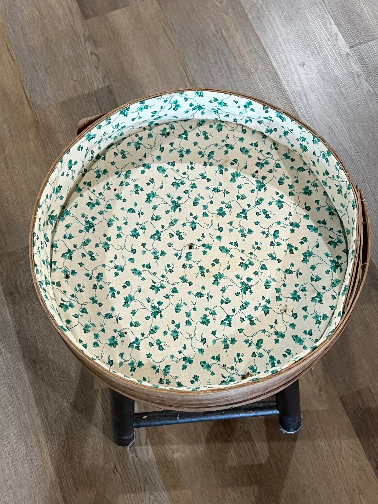Repurposed Stool with Sewing Box