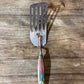 Vintage Metal Slotted Spatula with Painted Wooden Handle