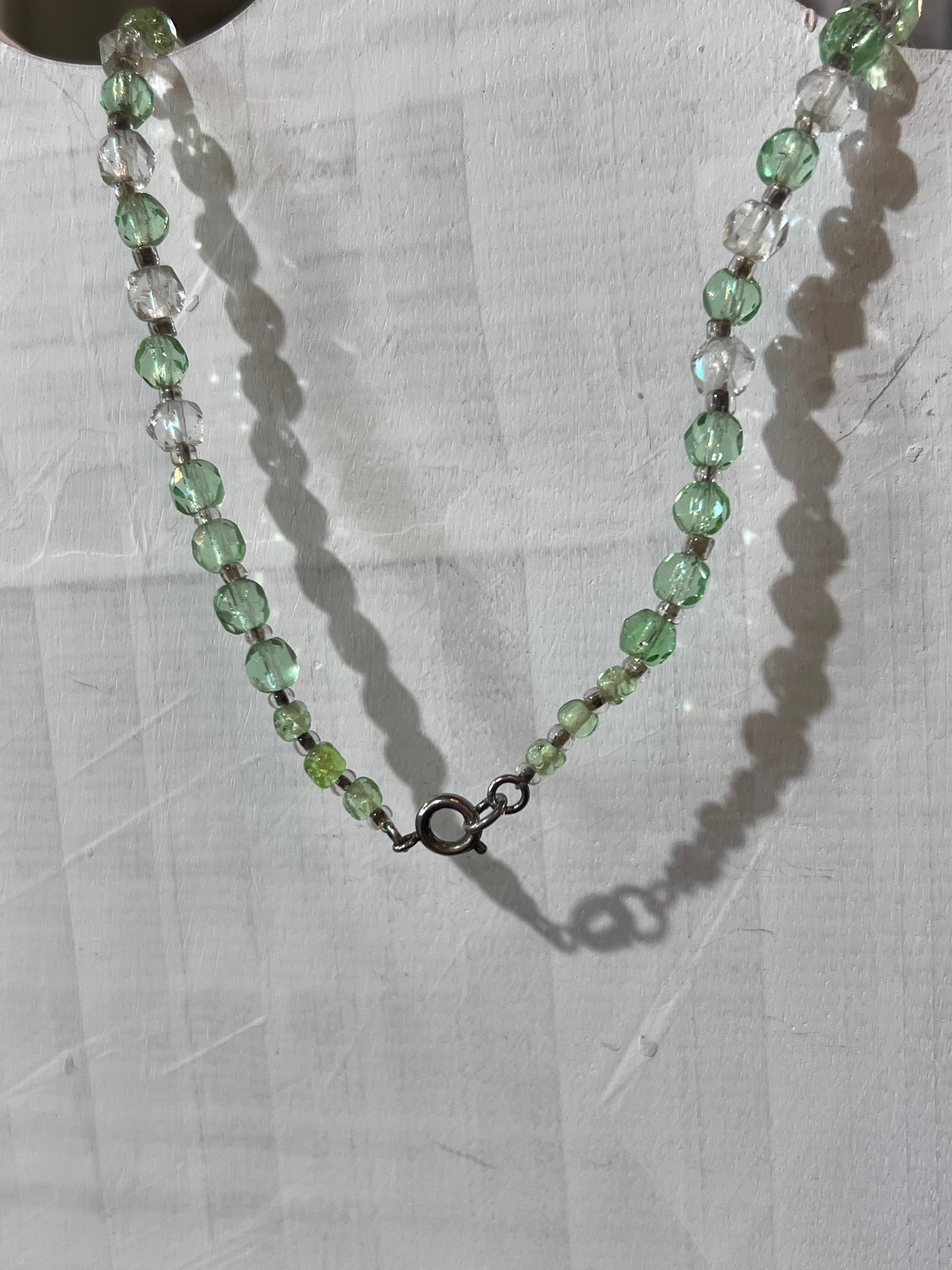 Green & Clear Glass Bead Necklace