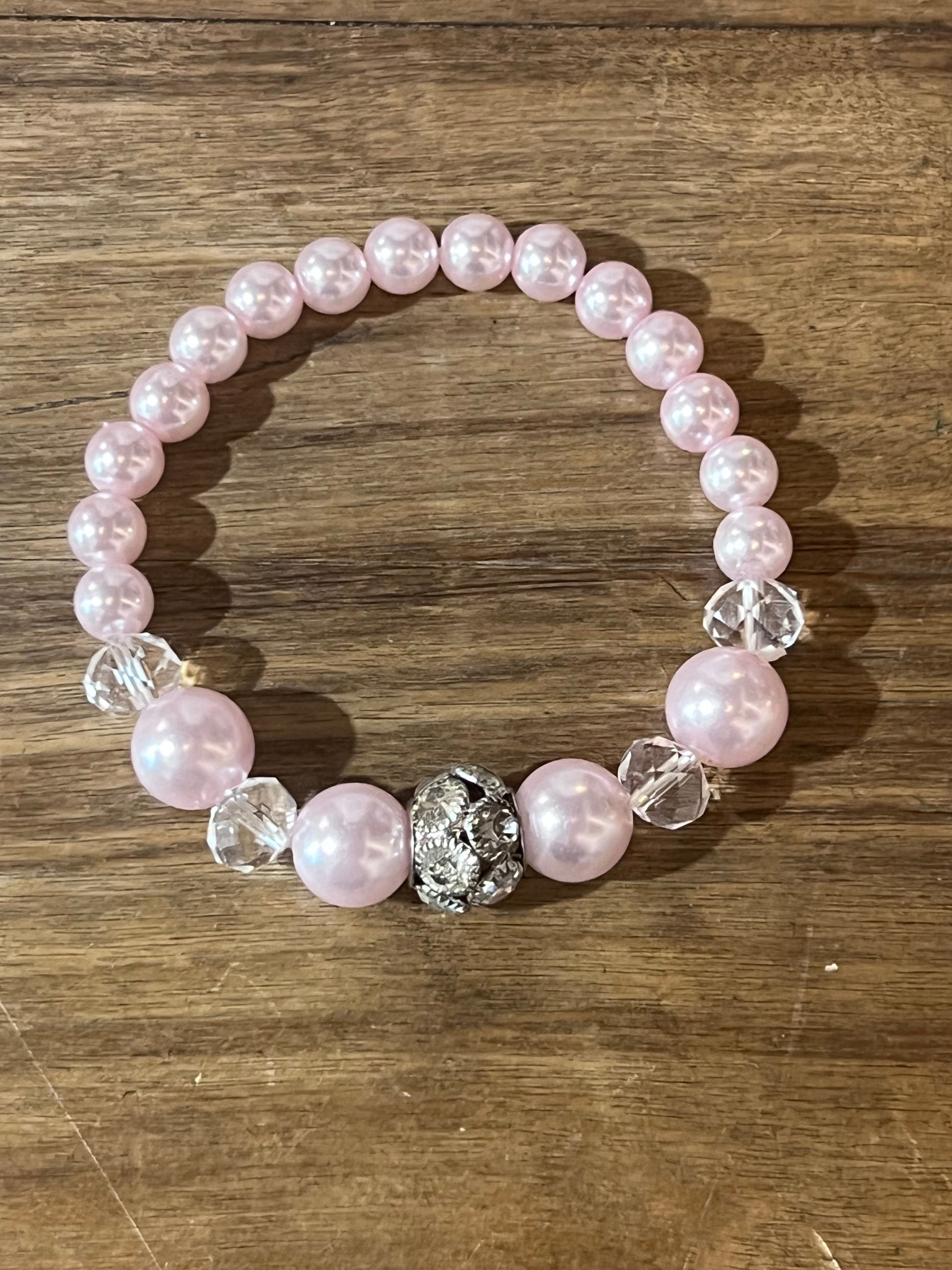 Pink & White Necklace, Bracelet, Earring Set