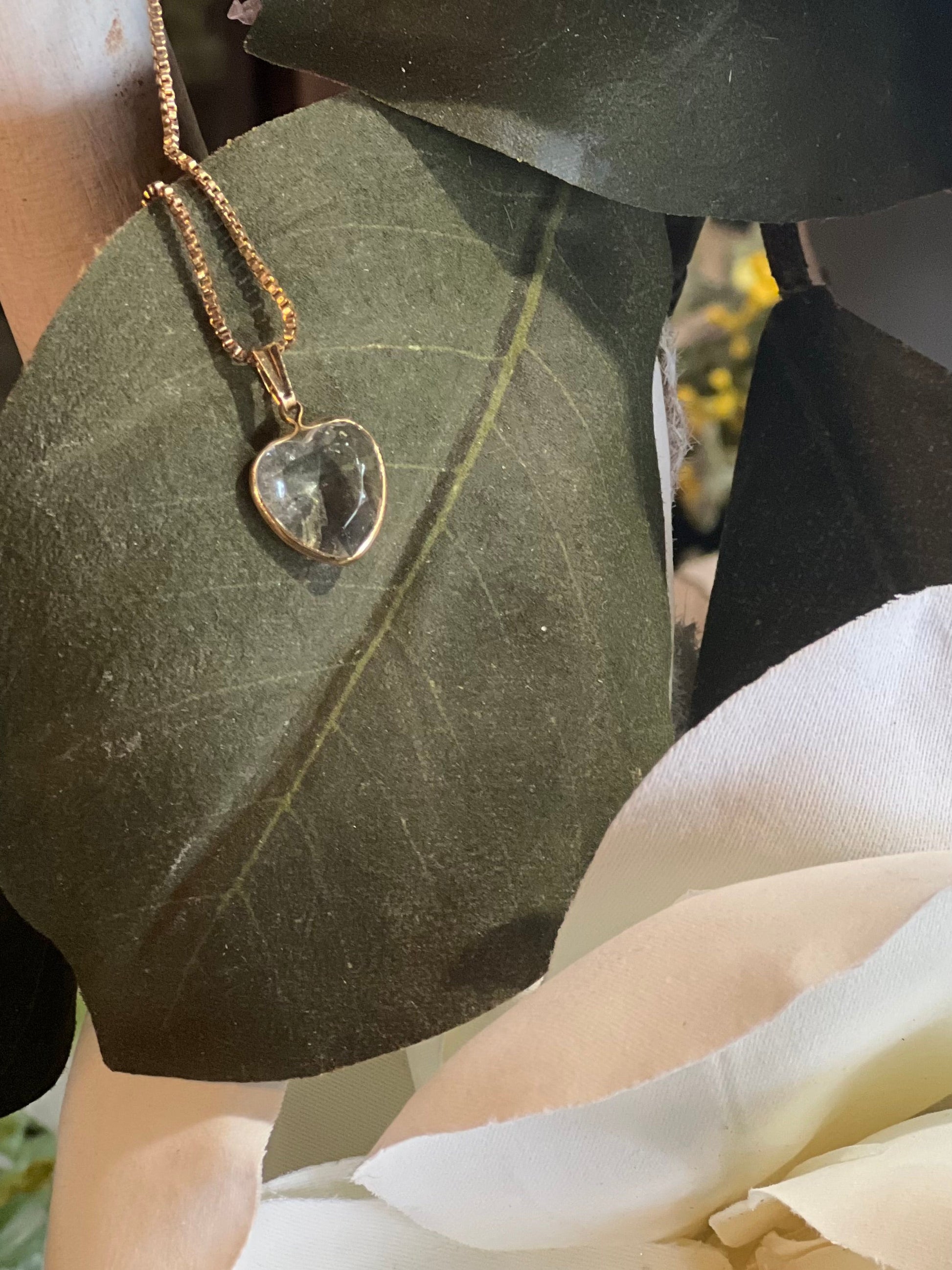 Crystal Heart Necklace in Gold-Toned Frame