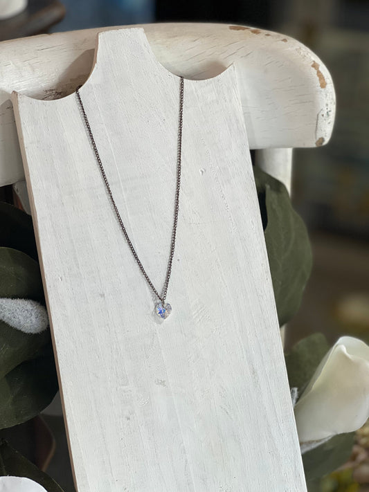 Crystal Heart Necklace with Aurora Borealis Finish