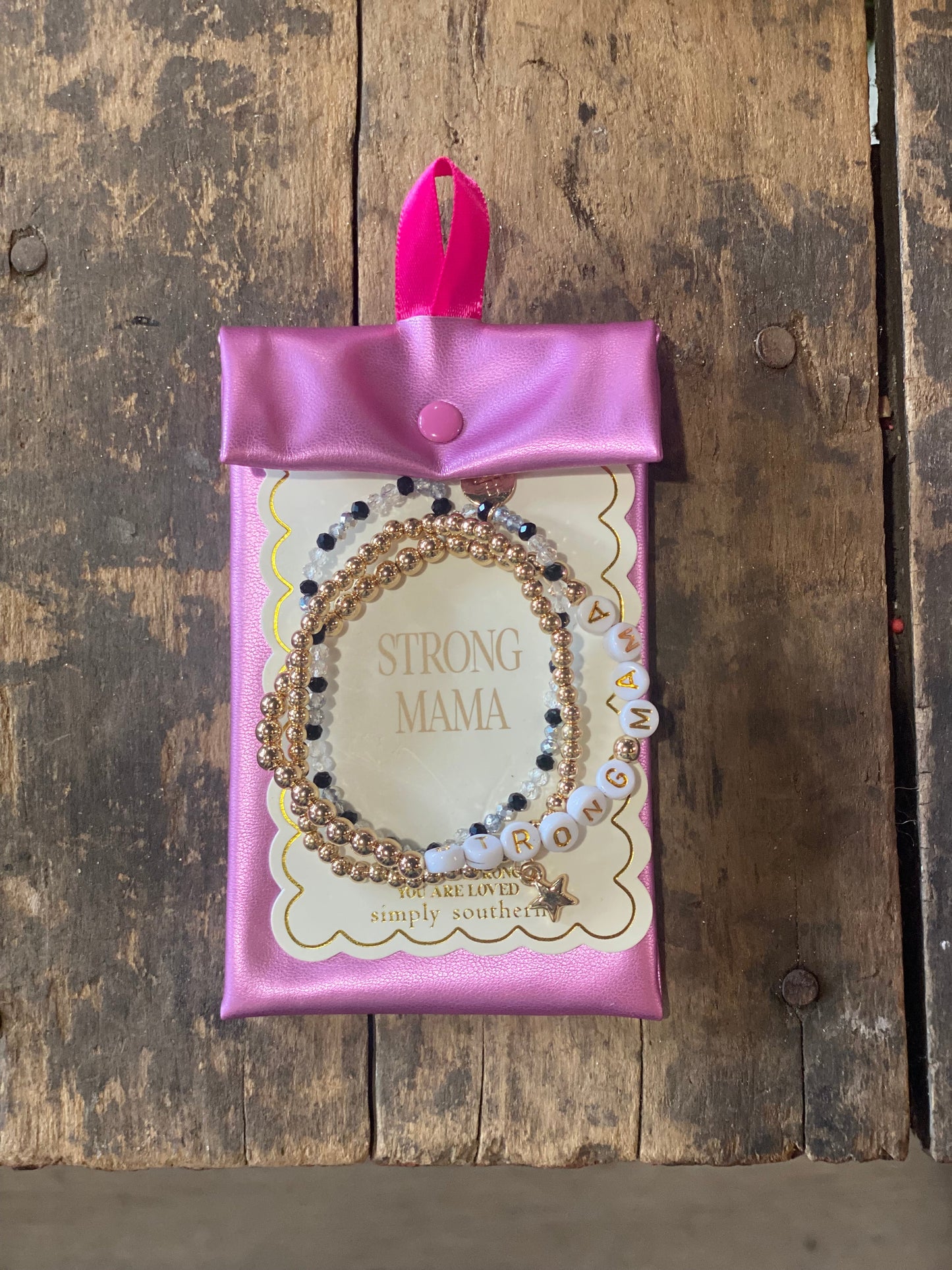 Bracelet Simply Southern with Pouch Strong Mama (Set of Three)