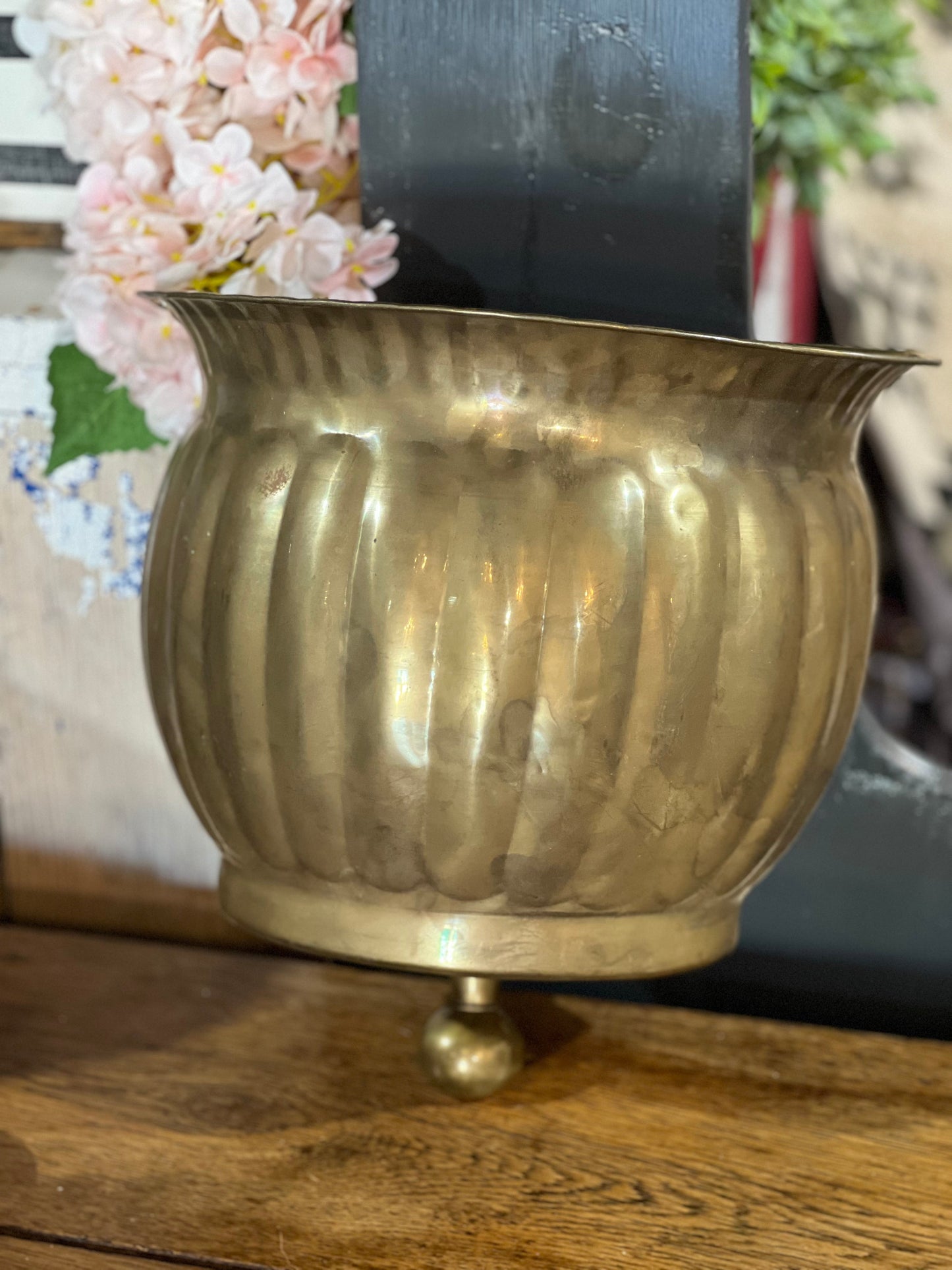 Vintage Brass Wall Planter