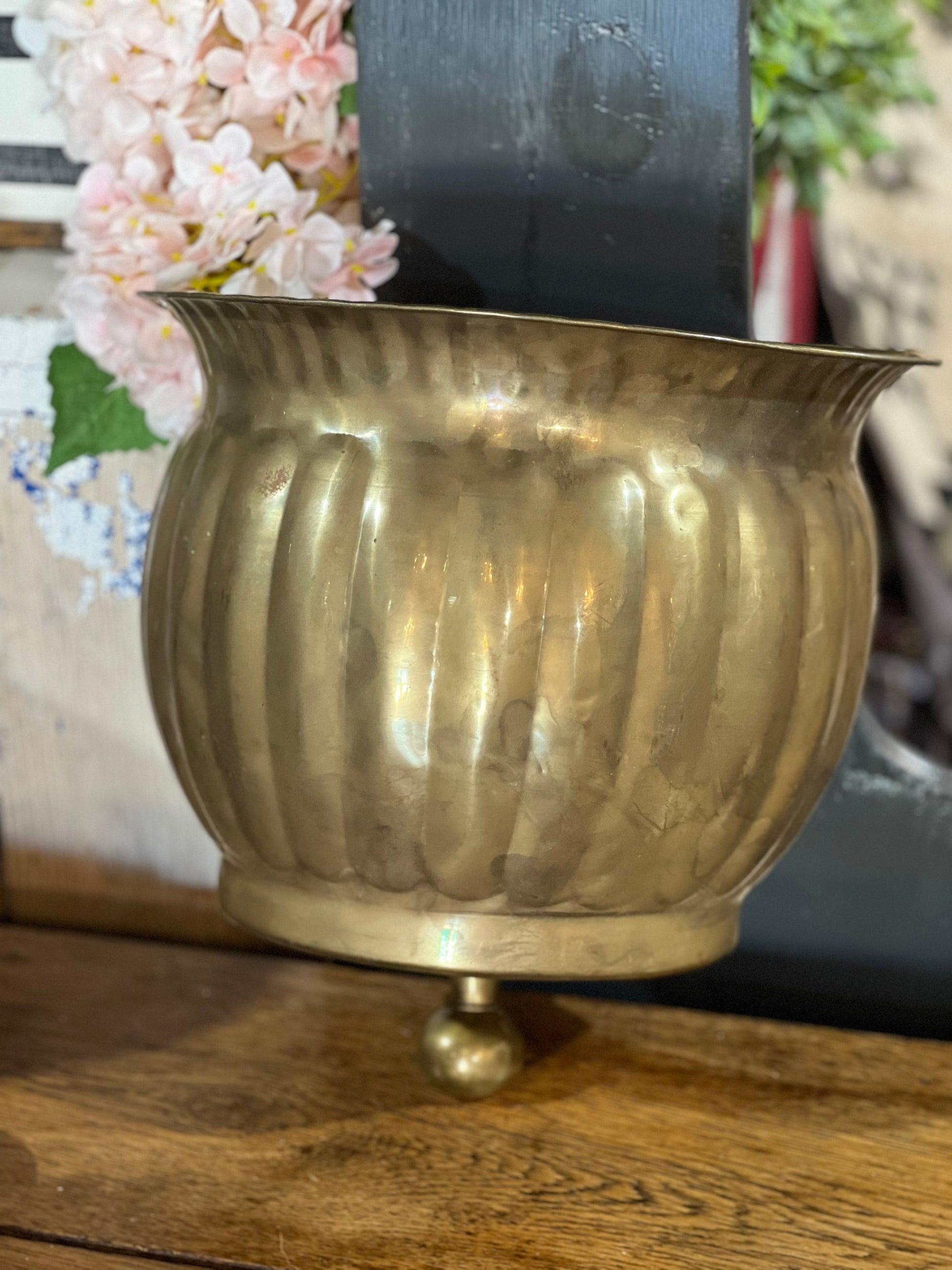 Vintage Brass Wall Planter