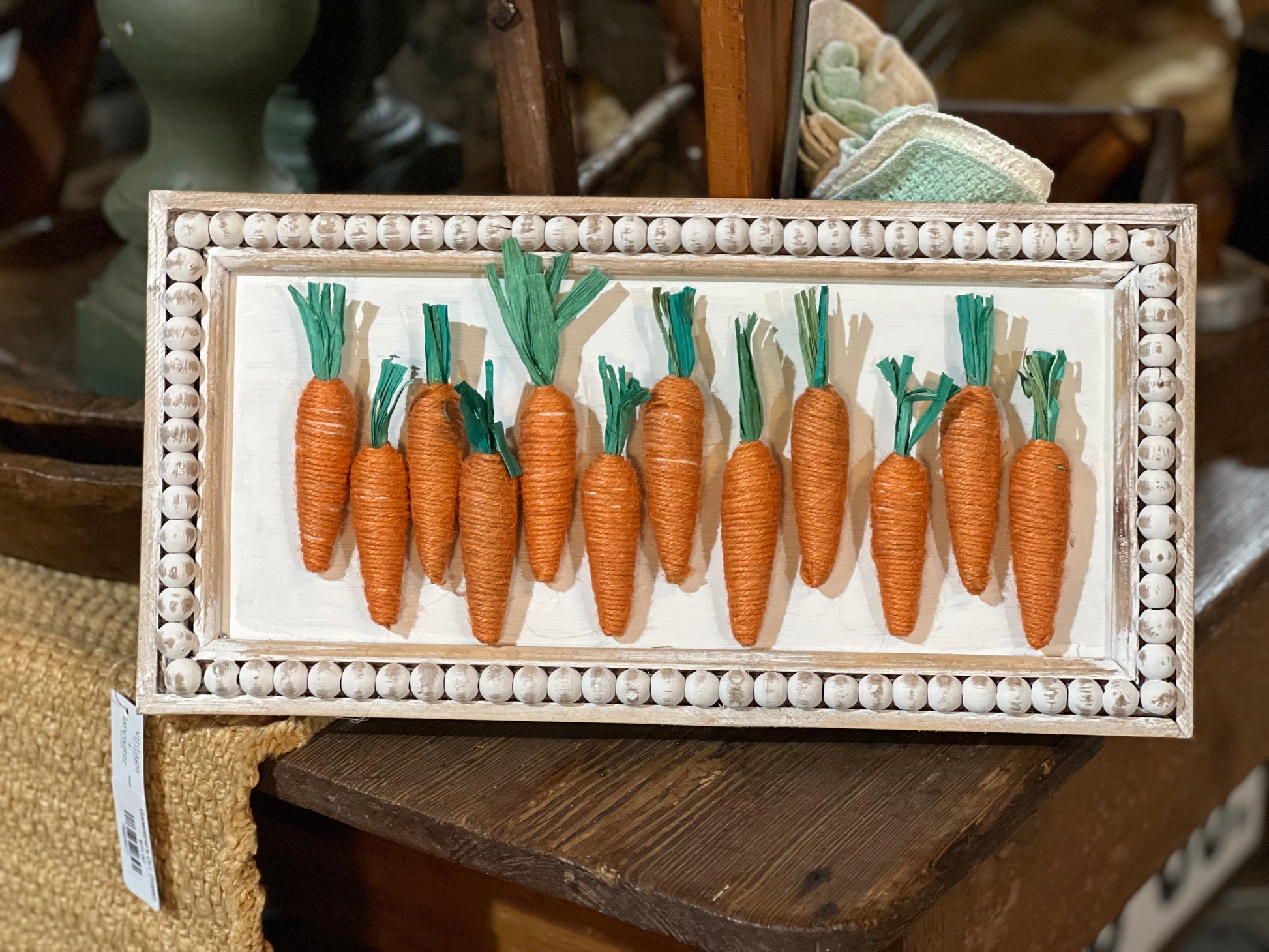 Carrots in a Beaded Wood Frame 12 Carrots on Beaded Frame