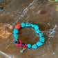 7" Turquoise & Coral Bracelet