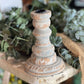 Chippy Grey-Blue Candle Holder Tall Pillar 6.5"H X 4.5"D