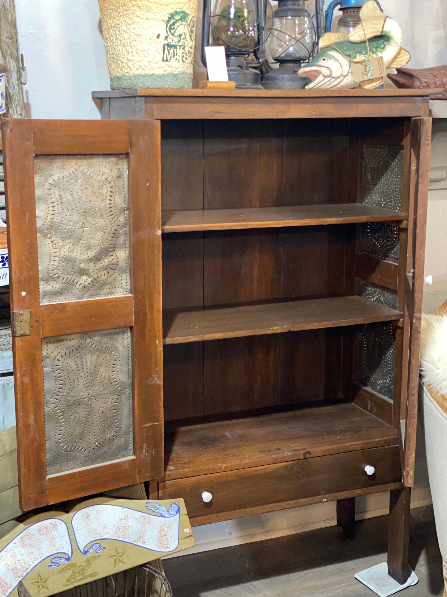 Antique Pie Safe with Punched Tin