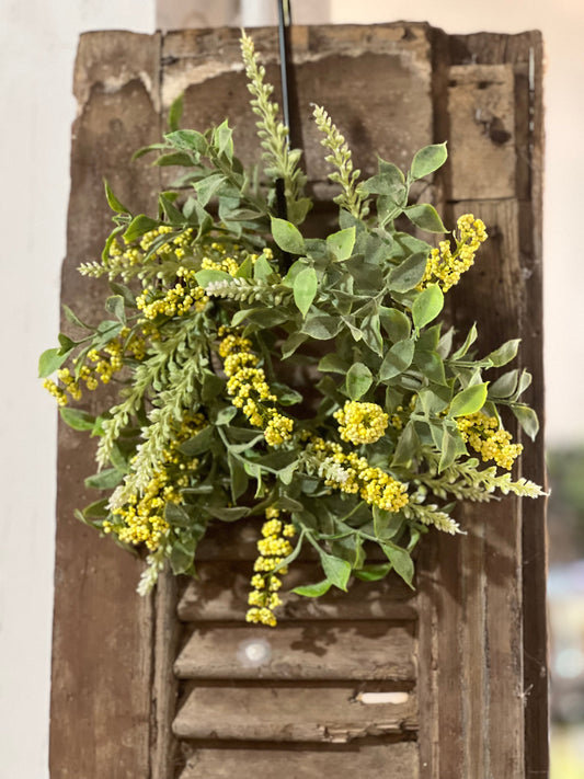 8" Yellow & Green Leaf Wreath / Candle Ring