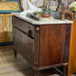Antique 1890's Marble Top Dresser with Brass Overlay Knobs and Embellishments