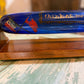 RARE Victorian Bristol Cobalt Blue Glass Rolling Pin Sailors Valentine w/ Custom Display Stand