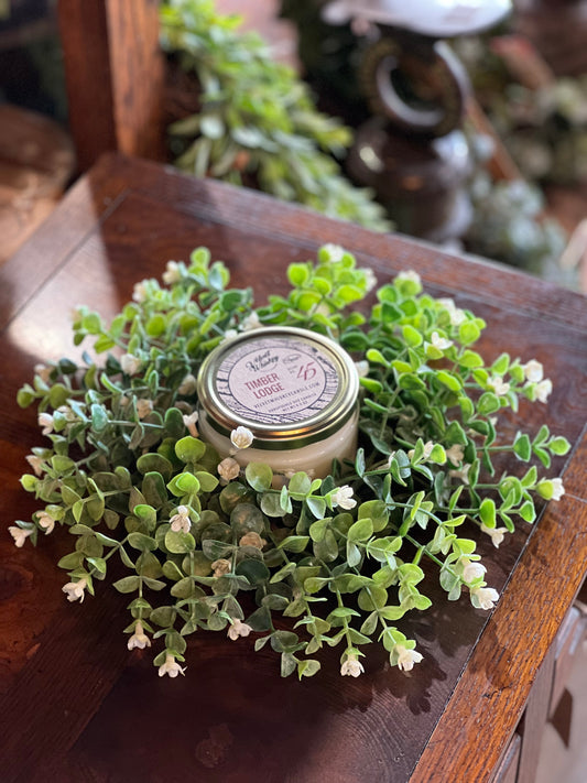 11" White Blooms Candle Ring