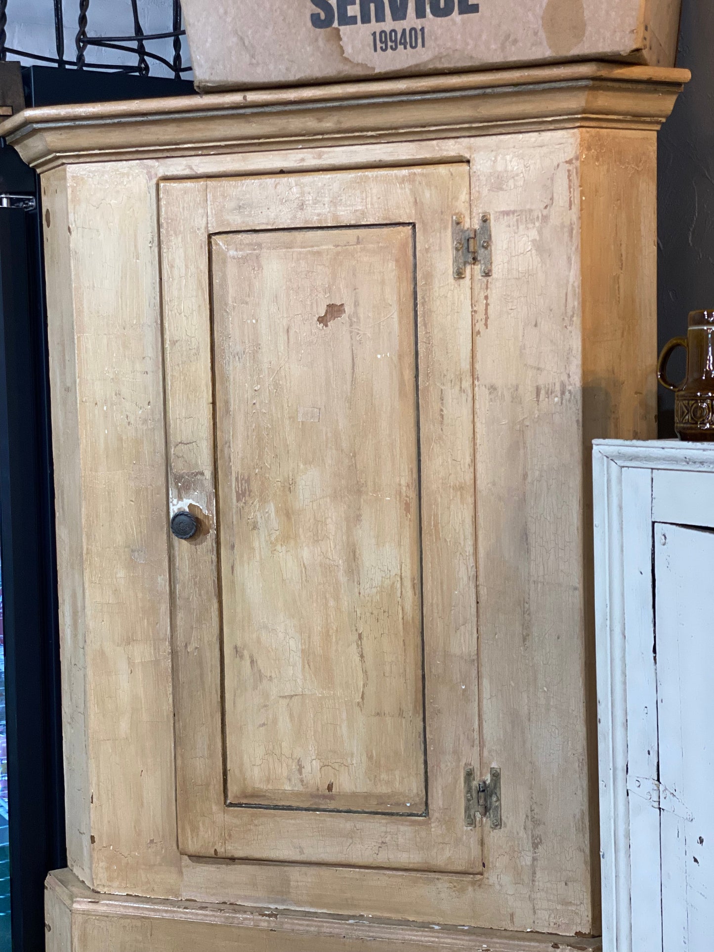 Set of 2 Stackable Corner Pine Cabinets