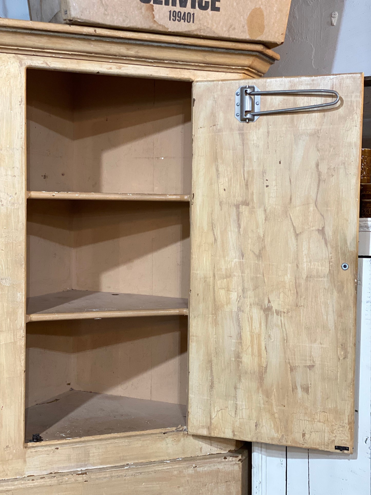 Set of 2 Stackable Corner Pine Cabinets