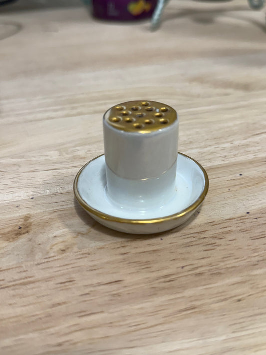 Vintage Porcelain Pin Holder / Hatpin Holder with Built-In Tray