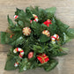 Vintage Christmas Candle Ring Centerpiece • Holly, Candy Canes & Gifts