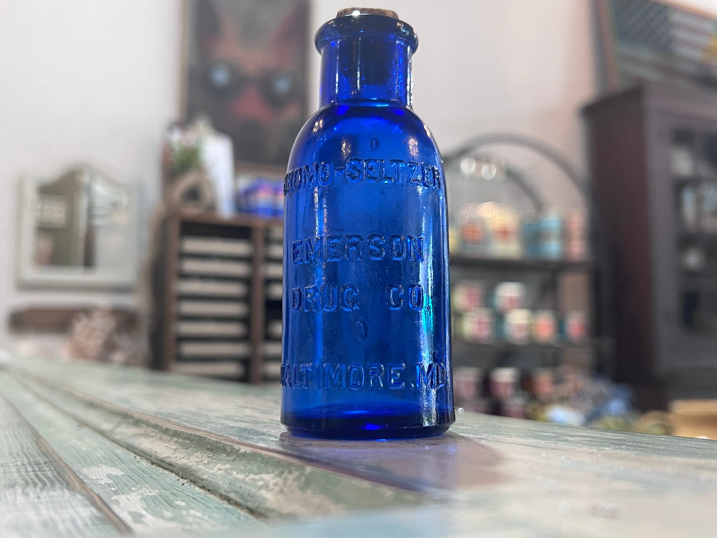 Antique Cobalt Blue Apothecary Emerson Drug Co Seltzer Baltimore MD Bottle