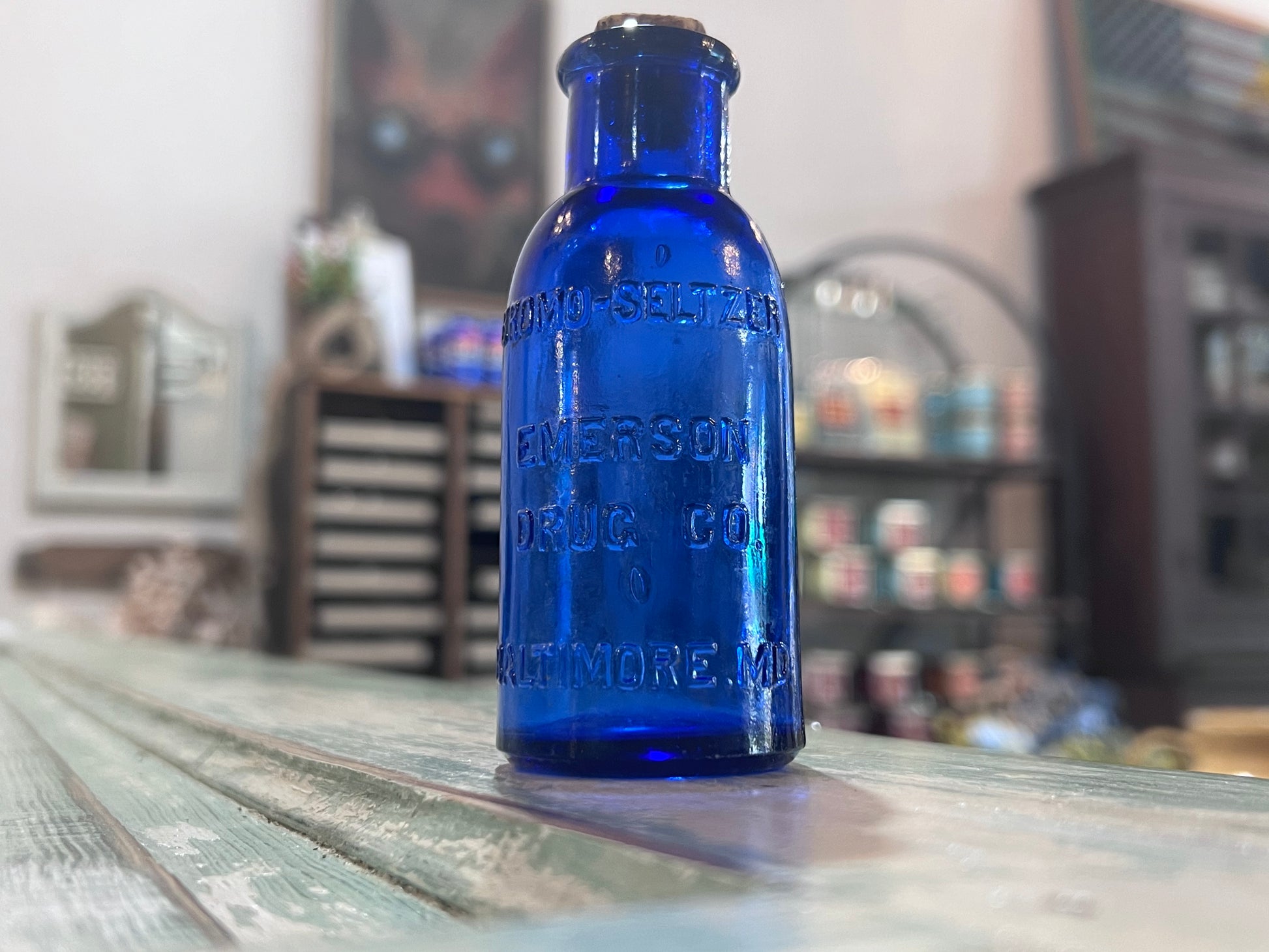 Antique Cobalt Blue Apothecary Emerson Drug Co Seltzer Baltimore MD Bottle